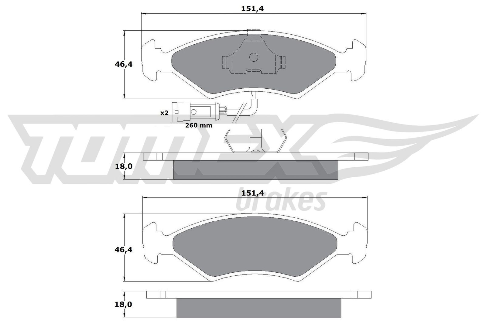 Obrázok Sada brzdových platničiek kotúčovej brzdy TOMEX Brakes  TX10282